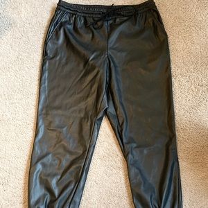 NWT Black Faux Leather Joggers